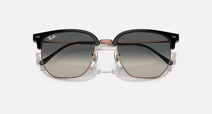 RAY-BAN NEW CLUBMASTER Dark Grey On Rose Gold & Grey Irregular Sunglasses For Unisex XL