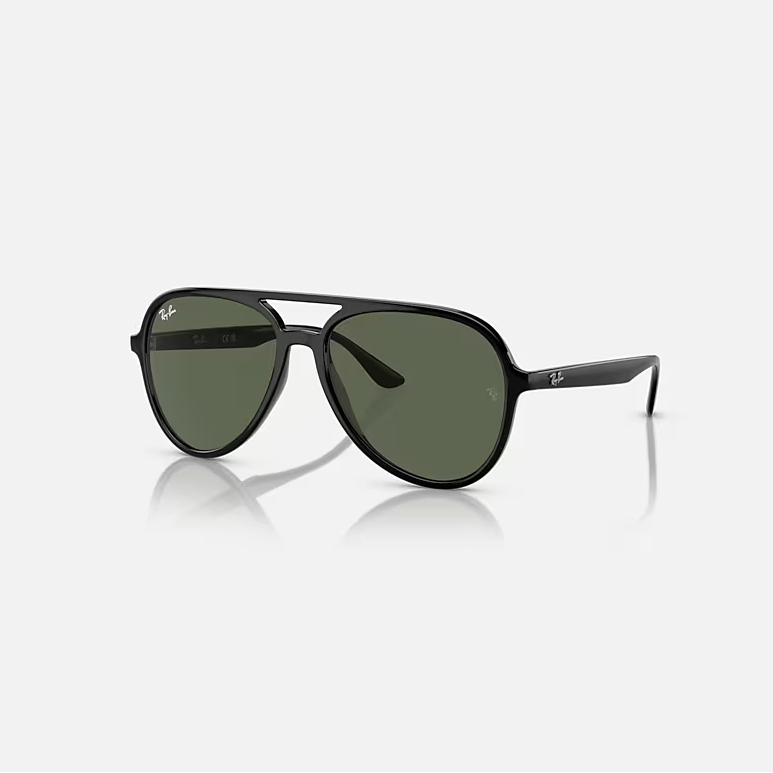 RAY-BAN RB4376 Black & Dark Green Pilot Sunglasses For Unisex L