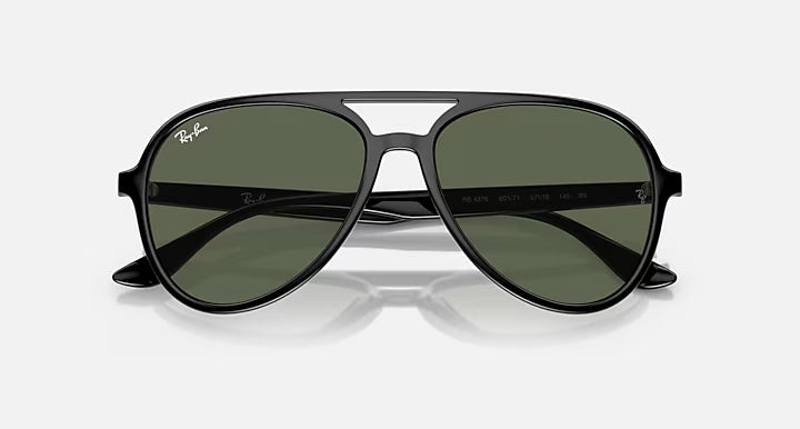 RAY-BAN RB4376 Black & Dark Green Pilot Sunglasses For Unisex L
