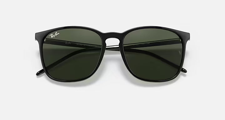 RAY-BAN RB4387 Black & Green Square Sunglasses For Unisex M