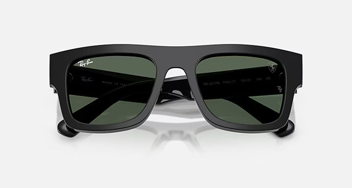 RAY-BAN RB2217M Black & Dark Green Square Sunglasses For Unisex L