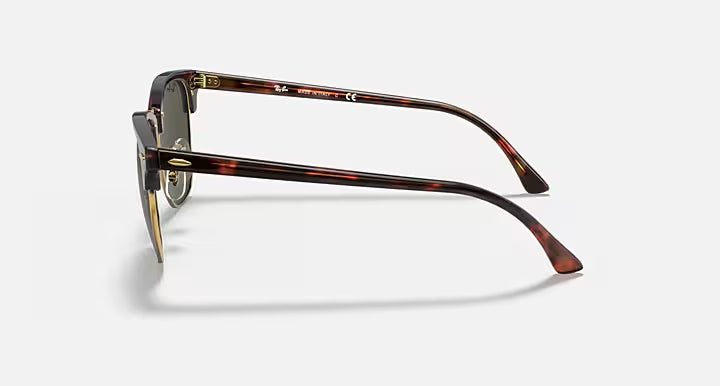 RAY-BAN CLUBMASTER CLASSIC Tortoise On Gold & G-15 Green Square Sunglasses For Unisex L