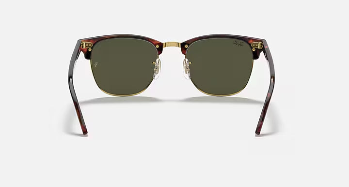 RAY-BAN CLUBMASTER CLASSIC Tortoise On Gold & G-15 Green Square Sunglasses For Unisex L