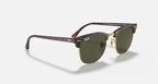 RAY-BAN CLUBMASTER CLASSIC Tortoise On Gold & G-15 Green Square Sunglasses For Unisex L