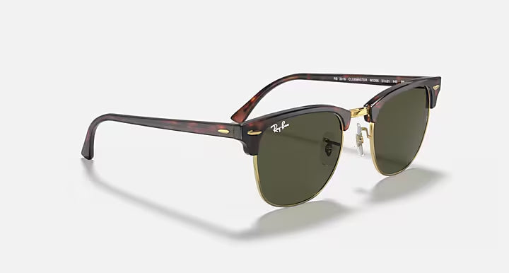 RAY-BAN CLUBMASTER CLASSIC Tortoise On Gold & G-15 Green Square Sunglasses For Unisex L