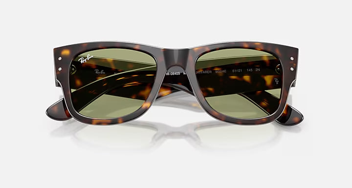 RAY-BAN MEGA WAYFARER SUMMER CAPSULE Havana & Bottle Green Square Sunglasses For Unisex M