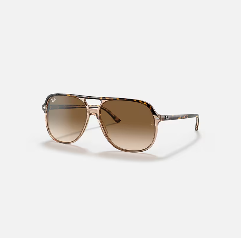 RAY-BAN BILL Havana On Transparent Brown & Light Brown Gradient Square Sunglasses For Unisex XS