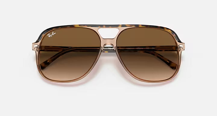 RAY-BAN BILL Havana On Transparent Brown & Light Brown Gradient Square Sunglasses For Unisex M