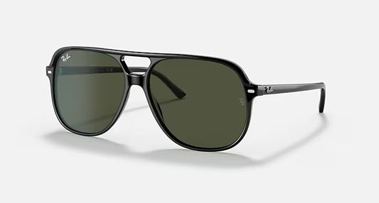 RAY-BAN BILL Black & G-15 Green Square Sunglasses For Unisex XS