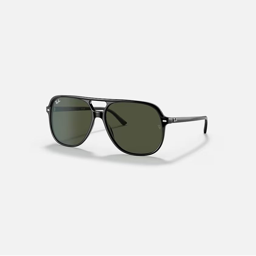 RAY-BAN BILL Black & G-15 Green Square Sunglasses For Unisex XS