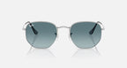 RAY-BAN HEXAGONAL FLAT LENSES Silver & Blue Gradient Grey Irregular Sunglasses For Unisex M