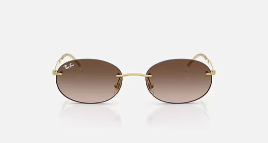 RAY-BAN RB3767 Arista Gold & Gradient Brown Oval Sunglasses For Unisex S