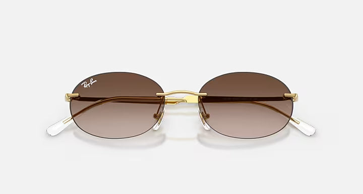 RAY-BAN RB3767 Arista Gold & Gradient Brown Oval Sunglasses For Unisex S