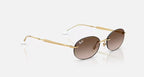 RAY-BAN RB3767 Arista Gold & Gradient Brown Oval Sunglasses For Unisex S