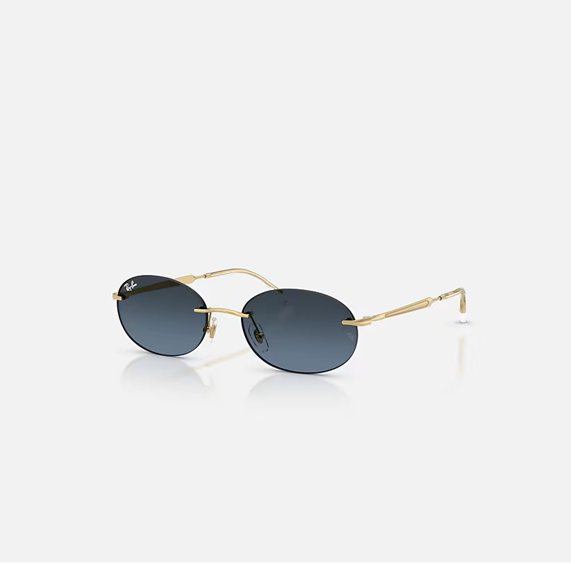 RAY-BAN RB3767 Arista Gold & Blue Gradient Dark Grey Oval Sunglasses For Unisex S