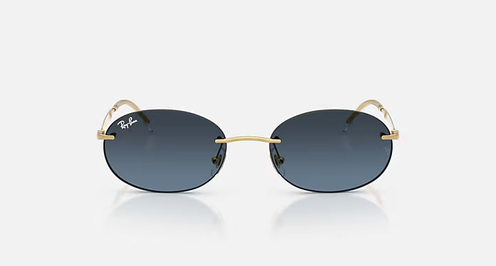 RAY-BAN RB3767 Arista Gold & Blue Gradient Dark Grey Oval Sunglasses For Unisex S