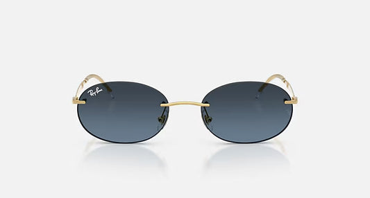 RAY-BAN RB3767 Arista Gold & Blue Gradient Dark Grey Oval Sunglasses For Unisex S