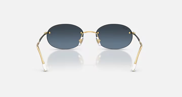 RAY-BAN RB3767 Arista Gold & Blue Gradient Dark Grey Oval Sunglasses For Unisex S