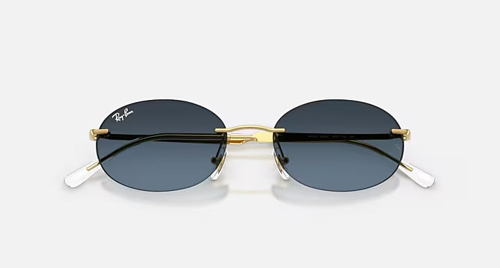 RAY-BAN RB3767 Arista Gold & Blue Gradient Dark Grey Oval Sunglasses For Unisex S