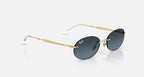 RAY-BAN RB3767 Arista Gold & Blue Gradient Dark Grey Oval Sunglasses For Unisex S