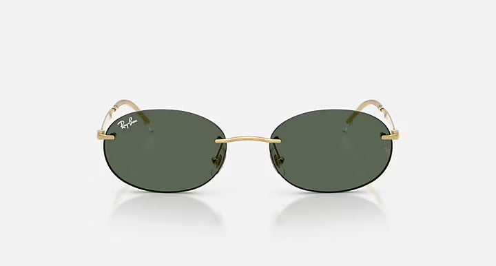 RAY-BAN RB3767 Arista Gold & Dark Green Oval Sunglasses For Unisex S