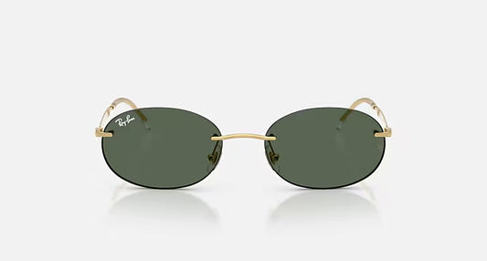 RAY-BAN RB3767 Arista Gold & Dark Green Oval Sunglasses For Unisex S