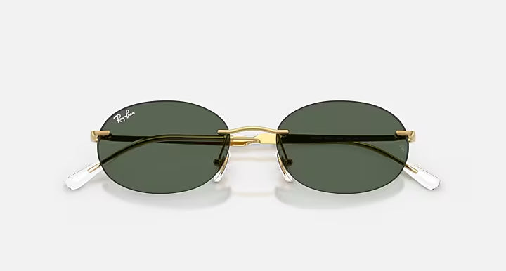 RAY-BAN RB3767 Arista Gold & Dark Green Oval Sunglasses For Unisex S
