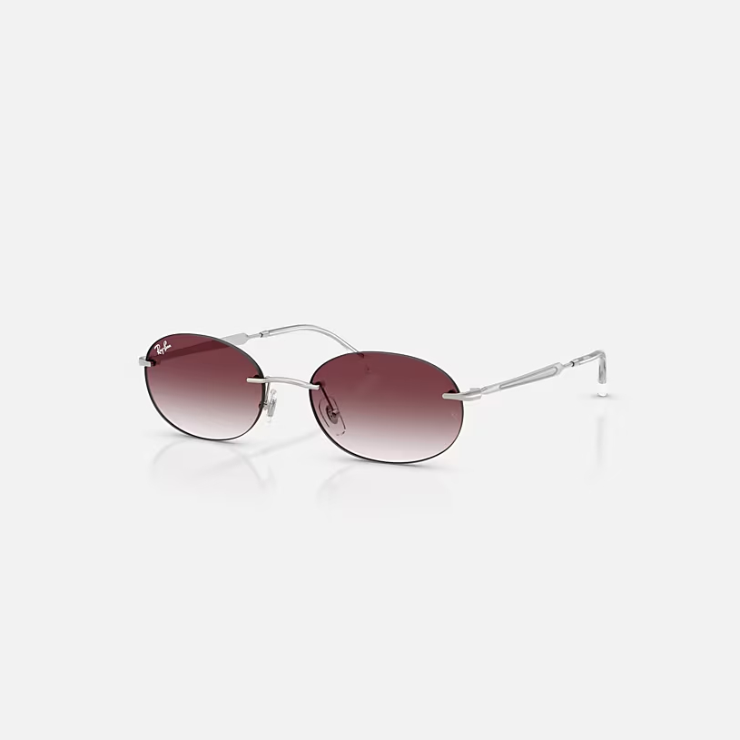 RAY-BAN RB3767 Silver & Clear Gradient Dark Violet Oval Sunglasses For Unisex S