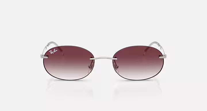 RAY-BAN RB3767 Silver & Clear Gradient Dark Violet Oval Sunglasses For Unisex S