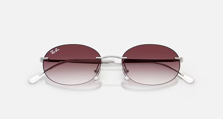 RAY-BAN RB3767 Silver & Clear Gradient Dark Violet Oval Sunglasses For Unisex S