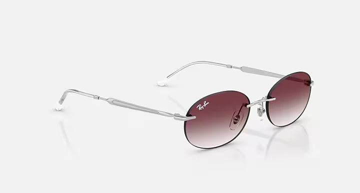 RAY-BAN RB3767 Silver & Clear Gradient Dark Violet Oval Sunglasses For Unisex S