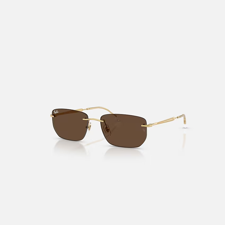 RAY-BAN RB3768 Arista Gold & Dark Brown Irregular Sunglasses For Unisex M