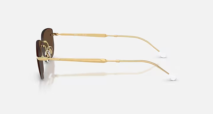 RAY-BAN RB3768 Arista Gold & Dark Brown Irregular Sunglasses For Unisex M