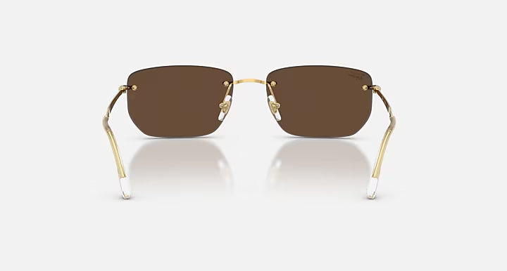 RAY-BAN RB3768 Arista Gold & Dark Brown Irregular Sunglasses For Unisex M
