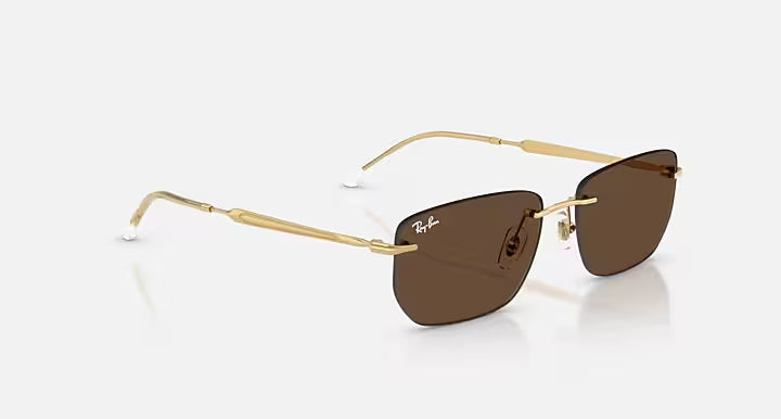 RAY-BAN RB3768 Arista Gold & Dark Brown Irregular Sunglasses For Unisex M
