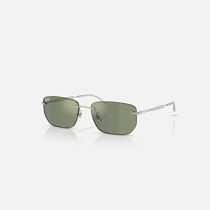 RAY-BAN RB3768 Silver & Green Mirror Green Irregular Sunglasses For Unisex M