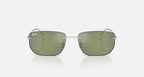 RAY-BAN RB3768 Silver & Green Mirror Green Irregular Sunglasses For Unisex M