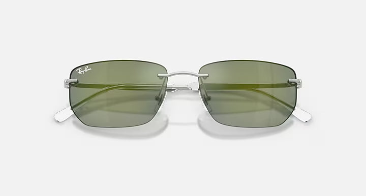 RAY-BAN RB3768 Silver & Green Mirror Green Irregular Sunglasses For Unisex M