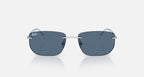 RAY-BAN RB3768 Silver & Dark Blue Irregular Sunglasses For Unisex M