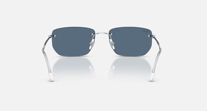 RAY-BAN RB3768 Silver & Dark Blue Irregular Sunglasses For Unisex M