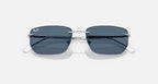 RAY-BAN RB3768 Silver & Dark Blue Irregular Sunglasses For Unisex M