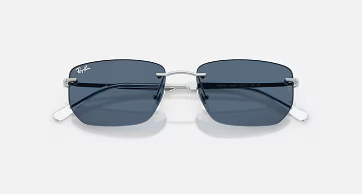 RAY-BAN RB3768 Silver & Dark Blue Irregular Sunglasses For Unisex M