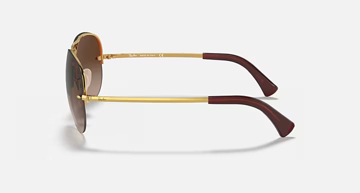 RAY-BAN RB3449 Arista Gold & Brown Gradient Pilot Sunglasses For Men L
