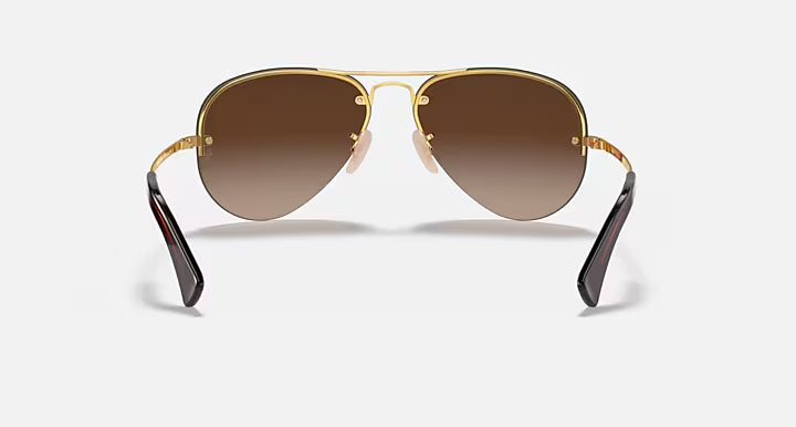 RAY-BAN RB3449 Arista Gold & Brown Gradient Pilot Sunglasses For Men L
