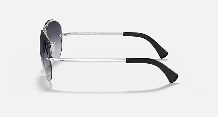 RAY-BAN RB3449 Silver & Grey Gradient Pilot Sunglasses For Men L