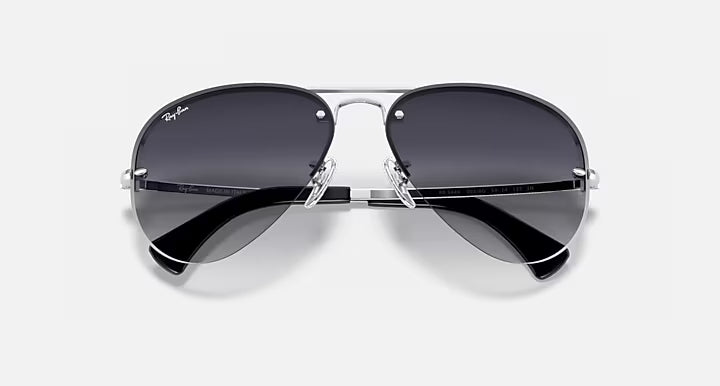 RAY-BAN RB3449 Silver & Grey Gradient Pilot Sunglasses For Men L