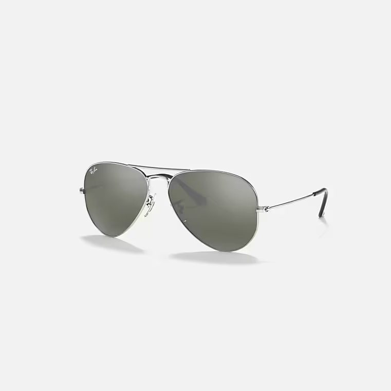 RAY-BAN AVIATOR MIRROR Silver & Grey Pilot Sunglasses For Unisex M