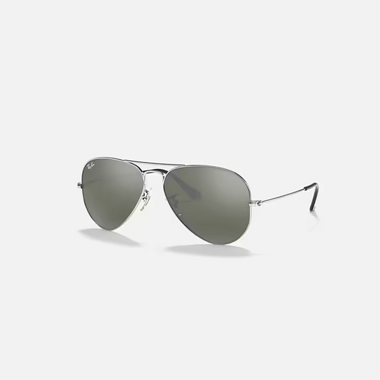 RAY-BAN AVIATOR MIRROR Silver & Grey Pilot Sunglasses For Unisex M
