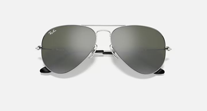 RAY-BAN AVIATOR MIRROR Silver & Grey Pilot Sunglasses For Unisex M