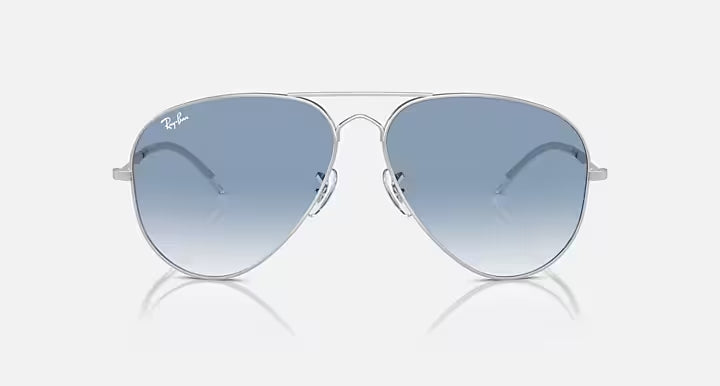 RAY-BAN OLD AVIATOR Silver & Clear & Blue Pilot Sunglasses For Unisex XXL